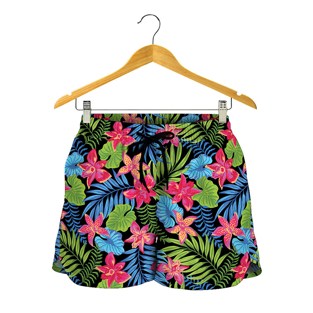 Hawaiian Floral Pattern Print Women's Shorts