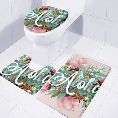 Hawaiian Flower Aloha Print 3 Piece Bath Mat Set