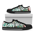 Hawaiian Flower Aloha Print Black Low Top Sneakers