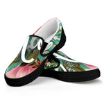 Hawaiian Flower Aloha Print Black Slip On Shoes