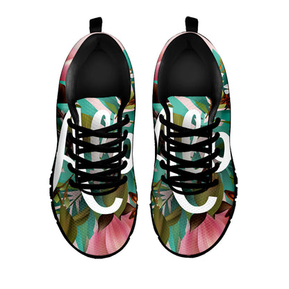 Hawaiian Flower Aloha Print Black Sneakers
