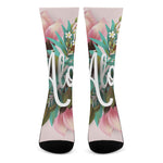 Hawaiian Flower Aloha Print Crew Socks