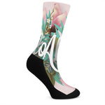 Hawaiian Flower Aloha Print Crew Socks