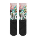 Hawaiian Flower Aloha Print Crew Socks