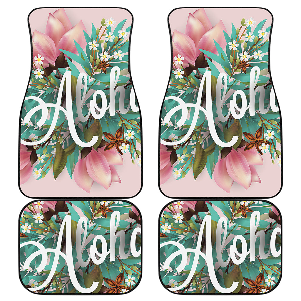 Hawaiian Flower Aloha Print Front and Back Car Floor Mats