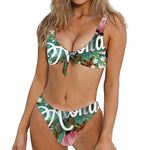 Hawaiian Flower Aloha Print Front Bow Tie Bikini