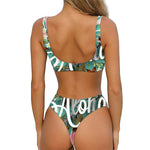 Hawaiian Flower Aloha Print Front Bow Tie Bikini