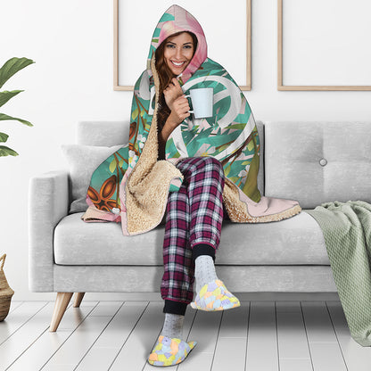 Hawaiian Flower Aloha Print Hooded Blanket