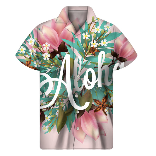 Hawaiian Flower Aloha Print Men's Short Sleeve Shirt