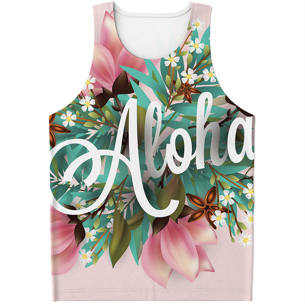 Hawaiian Flower Aloha Print Men's Tank Top