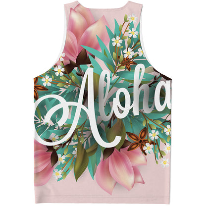 Hawaiian Flower Aloha Print Men's Tank Top