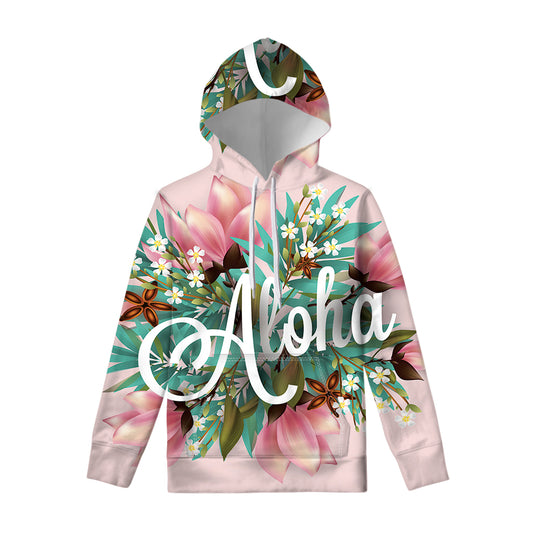 Hawaiian Flower Aloha Print Pullover Hoodie