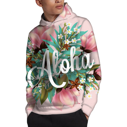 Hawaiian Flower Aloha Print Pullover Hoodie