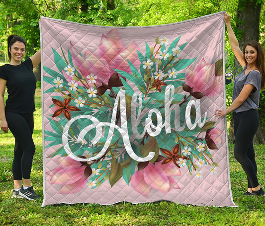 Hawaiian Flower Aloha Print Quilt