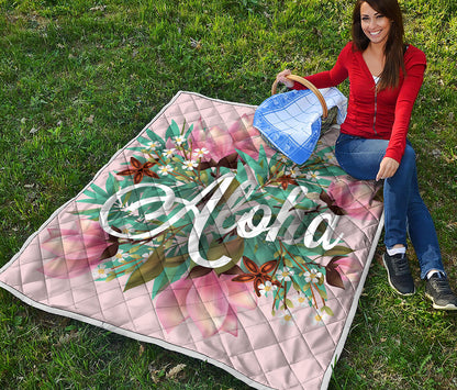 Hawaiian Flower Aloha Print Quilt