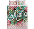 Hawaiian Flower Aloha Print Quilt Bed Set