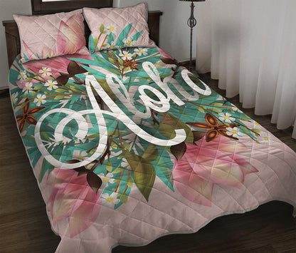 Hawaiian Flower Aloha Print Quilt Bed Set