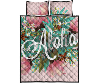Hawaiian Flower Aloha Print Quilt Bed Set