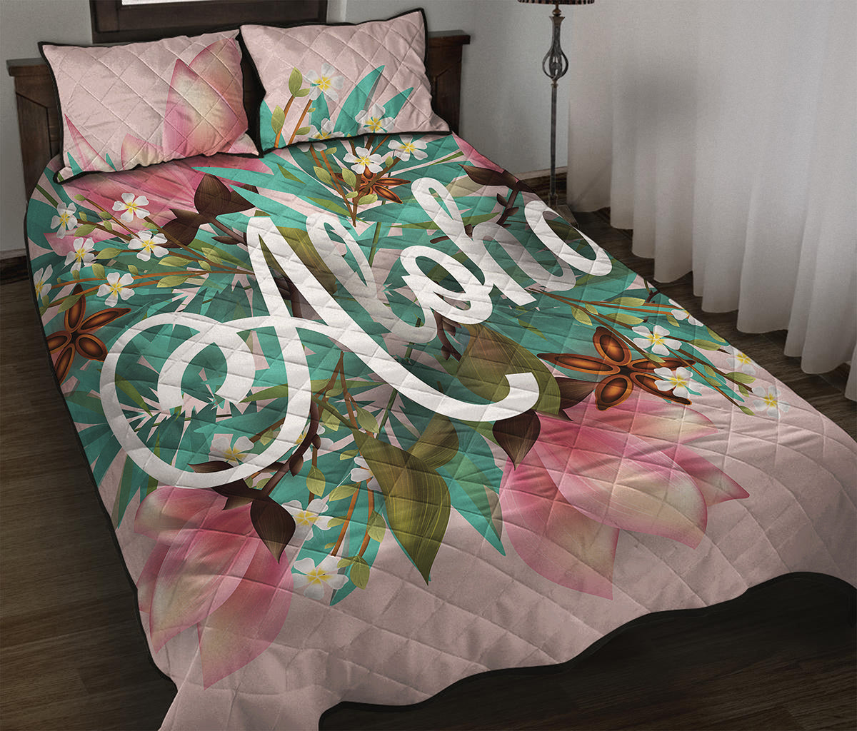 Hawaiian Flower Aloha Print Quilt Bed Set