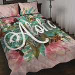 Hawaiian Flower Aloha Print Quilt Bed Set