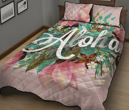Hawaiian Flower Aloha Print Quilt Bed Set
