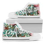 Hawaiian Flower Aloha Print White High Top Shoes