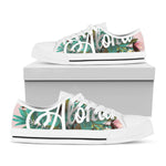Hawaiian Flower Aloha Print White Low Top Shoes