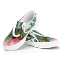 Hawaiian Flower Aloha Print White Slip On Sneakers