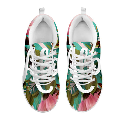Hawaiian Flower Aloha Print White Sneakers