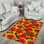 Hawaiian Hibiscus Flowers Pattern Print Area Rug GearFrost