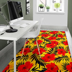 Hawaiian Hibiscus Flowers Pattern Print Area Rug GearFrost