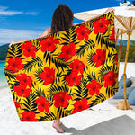 Hawaiian Hibiscus Flowers Pattern Print Beach Sarong Wrap