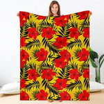 Hawaiian Hibiscus Flowers Pattern Print Blanket
