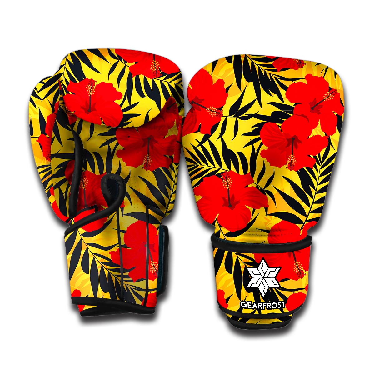 Hawaiian Hibiscus Flowers Pattern Print Boxing Gloves