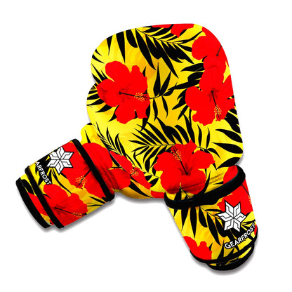 Hawaiian Hibiscus Flowers Pattern Print Boxing Gloves