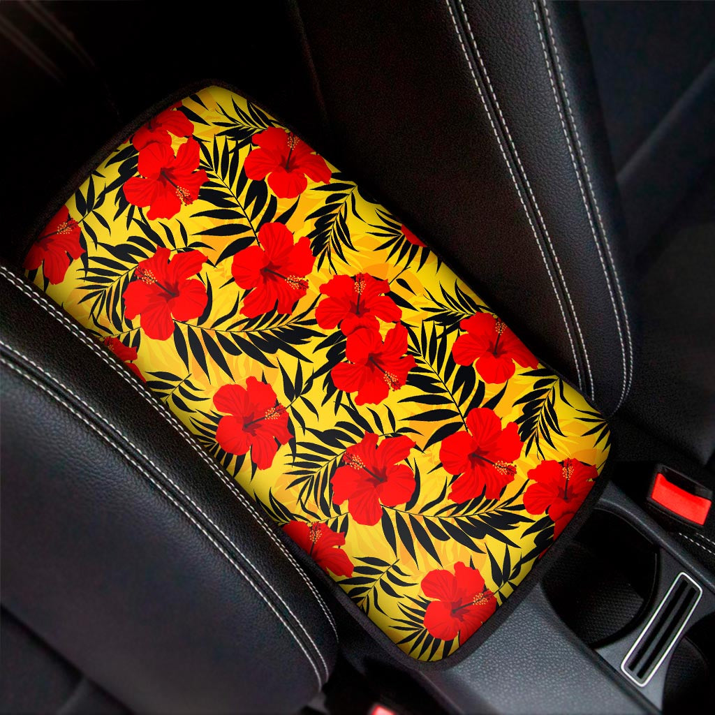 Hawaiian Hibiscus Flowers Pattern Print Car Center Console Cover