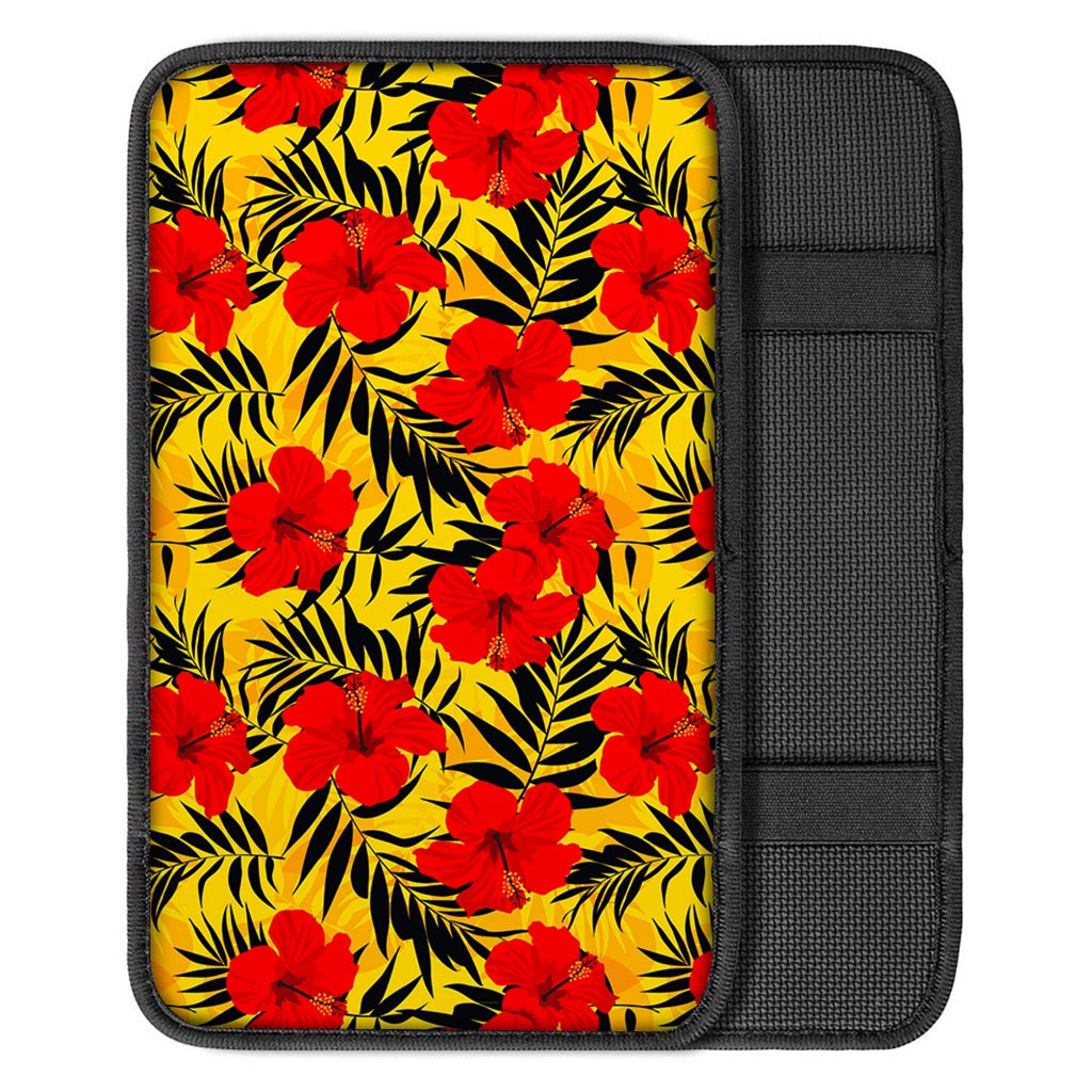 Hawaiian Hibiscus Flowers Pattern Print Car Center Console Cover