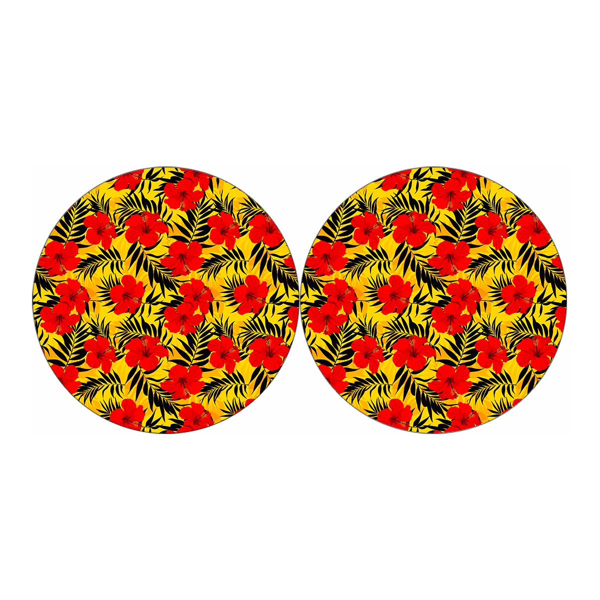 Hawaiian Hibiscus Flowers Pattern Print Car Coasters