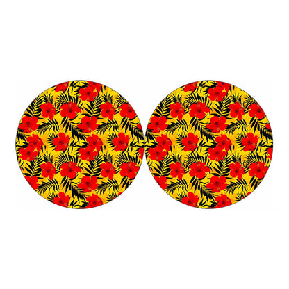 Hawaiian Hibiscus Flowers Pattern Print Car Coasters
