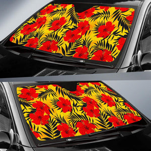 Hawaiian Hibiscus Flowers Pattern Print Car Sun Shade GearFrost