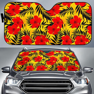 Hawaiian Hibiscus Flowers Pattern Print Car Sun Shade GearFrost