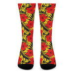 Hawaiian Hibiscus Flowers Pattern Print Crew Socks