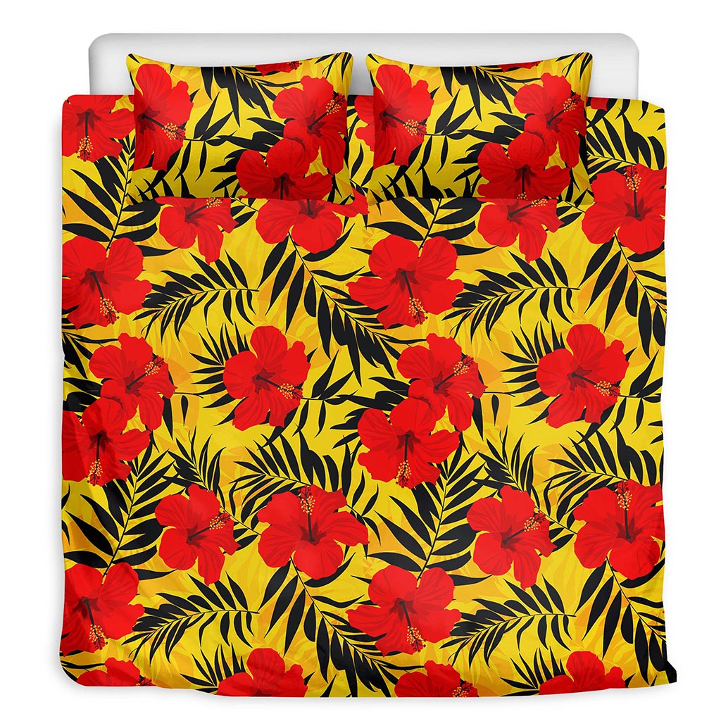 Hawaiian Hibiscus Flowers Pattern Print Duvet Cover Bedding Set