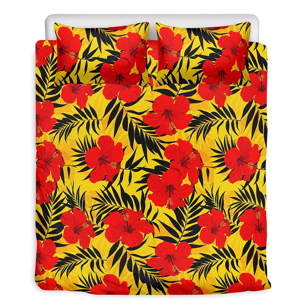 Hawaiian Hibiscus Flowers Pattern Print Duvet Cover Bedding Set