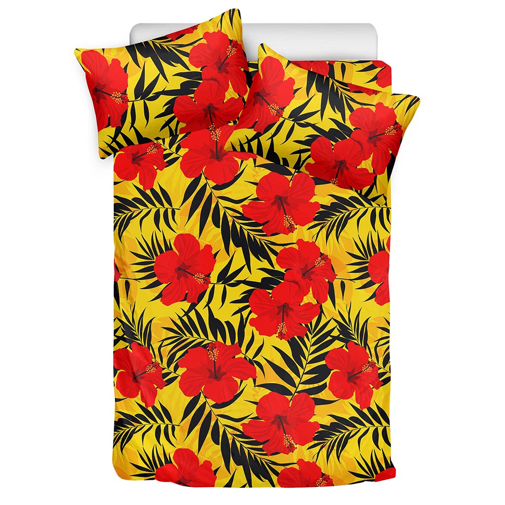 Hawaiian Hibiscus Flowers Pattern Print Duvet Cover Bedding Set