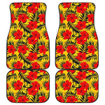 Hawaiian Hibiscus Flowers Pattern Print Front and Back Car Floor Mats