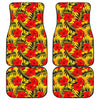 Hawaiian Hibiscus Flowers Pattern Print Front and Back Car Floor Mats