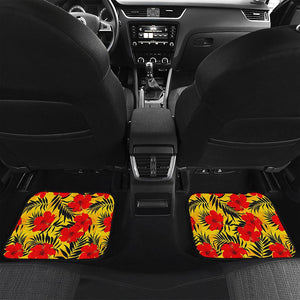 Hawaiian Hibiscus Flowers Pattern Print Front and Back Car Floor Mats