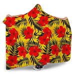 Hawaiian Hibiscus Flowers Pattern Print Hooded Blanket