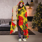 Hawaiian Hibiscus Flowers Pattern Print Hooded Blanket